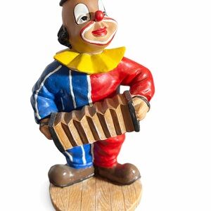 Vintage Clown Accordion Figurine Hand Painted Circus Decor